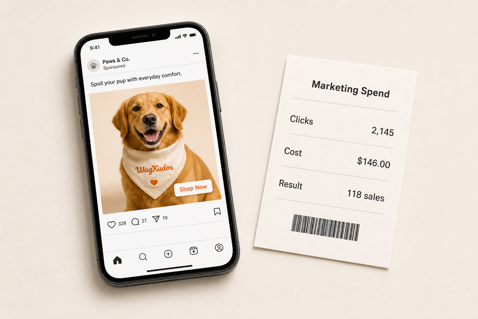 Paid advertising phone and marketing spend report