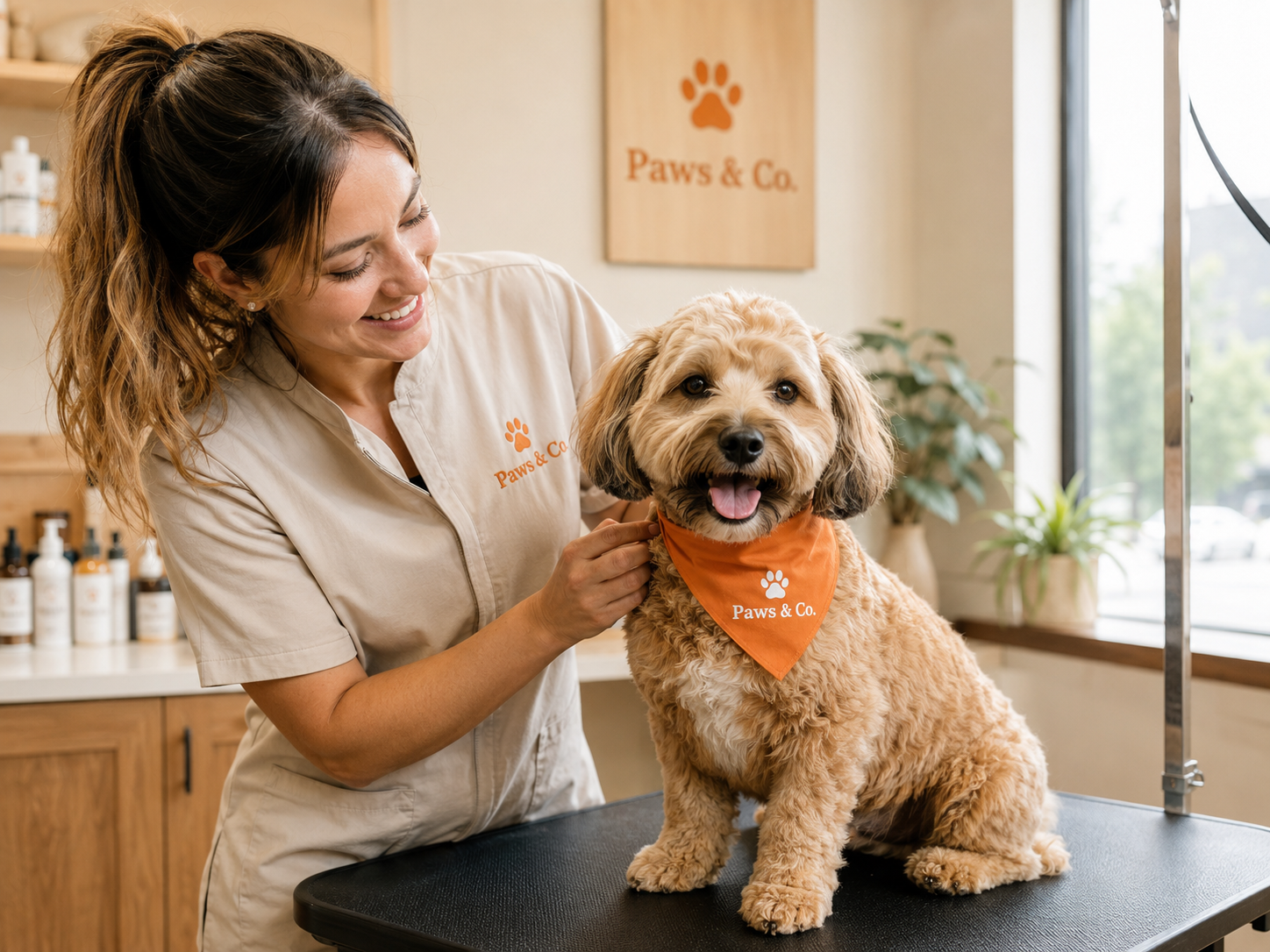 A pet parent seeing a branded daycare moment
